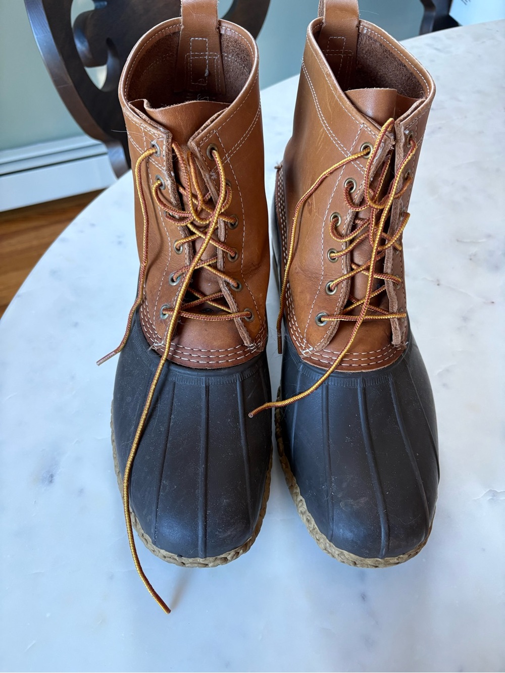 L.L. Bean Brown Leather and Black Rubber Duck Boots - Men's Lace-Up